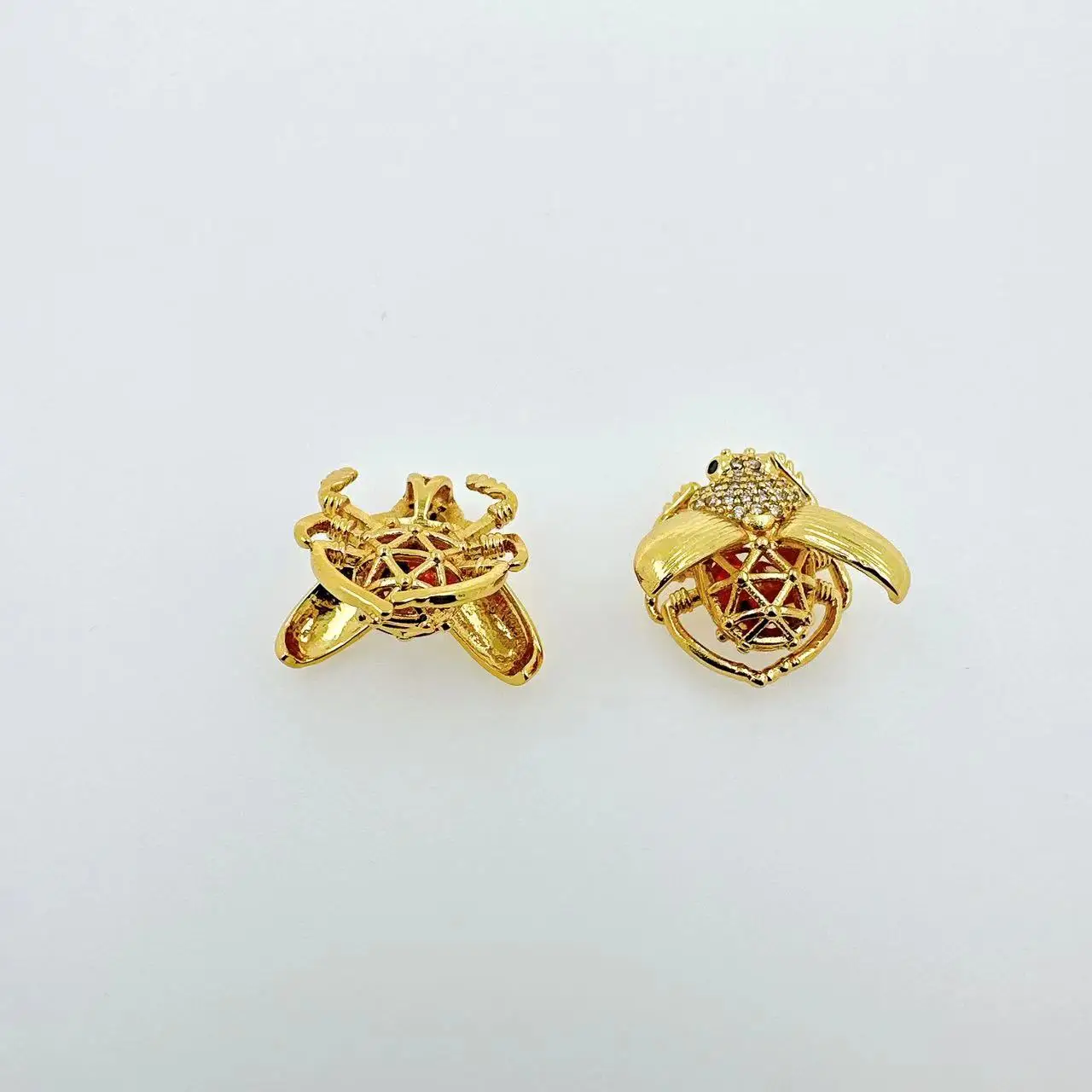 Hip Hop 18K Gold Plated Zircon Insect Scarab Beetle Pendant For Women Necklace Jewelry Making Accessories Findings