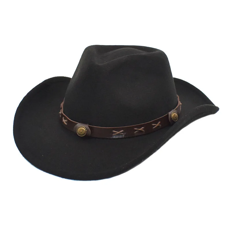 Wholesale New Design Handmade Wide Brim Jazz Hat High Quality Men Wool Unisex Cowboy Hat