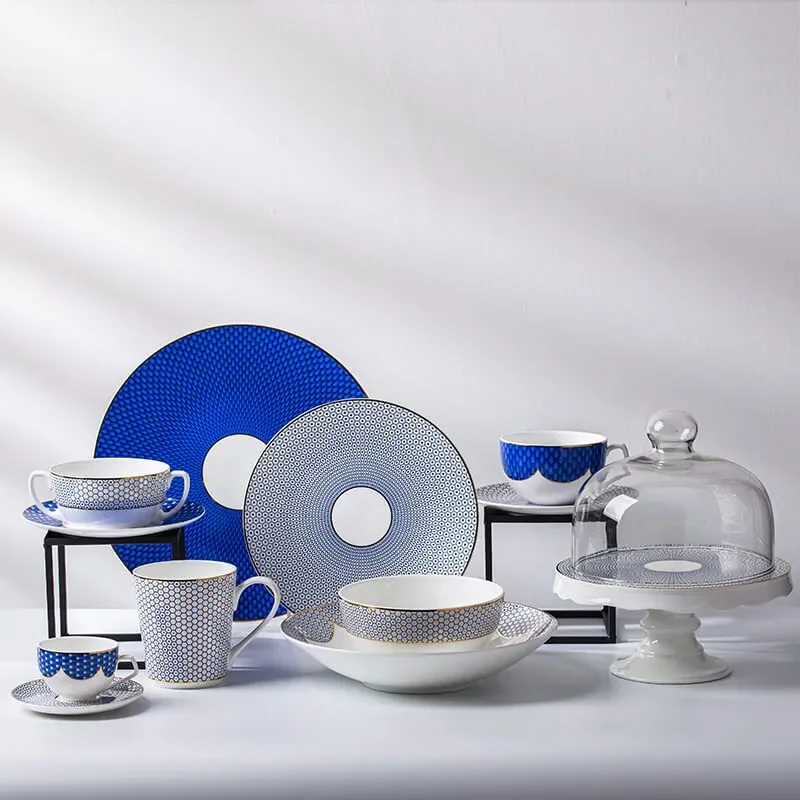 Bone China Dinnerware sets Blue Decal Customized