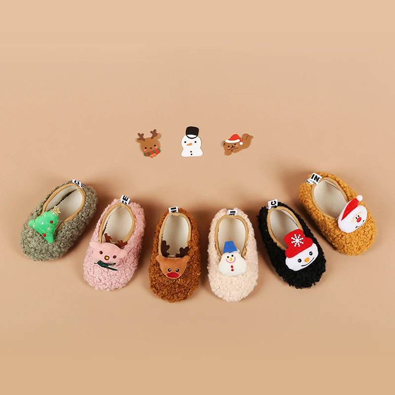 Дизайнерские повседневные ботинки без шнуровки для новорожденных мальчиков и девочек, повседневные рождественские домашние меховые ботинки, детская зимняя обувь
