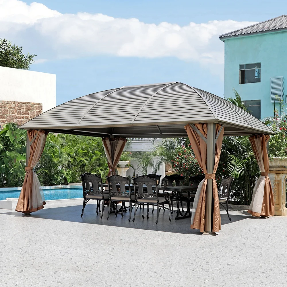 Garden Aluminum Gazebo Hardtop Sunshade Canopy 360*500cm Patio Tent