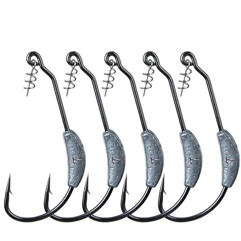 New 2g 2.5g 3g 4g 5g 7g 9g Black Nickeled Crank Soft Lure Bass Fly Fishing Hook With Lead And Barb