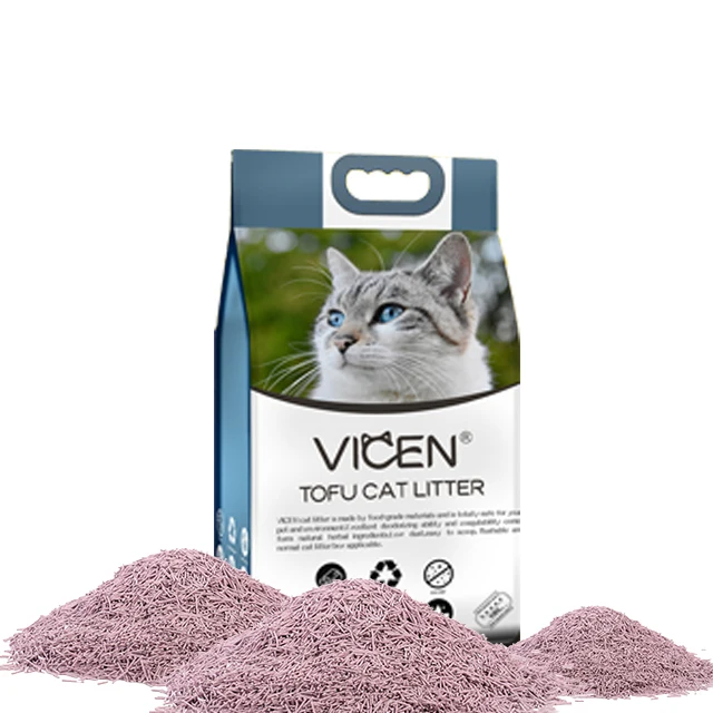 High Quality Multi Flavors Water Absorbent Eco Friendly Deodorization Easy Clean 1.5mm Tofu Cat Litter Sand With Lavender Flavor
