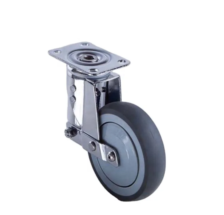 Spring Loaded shock absorbing 5Inch TPR Medical Caster Wheel