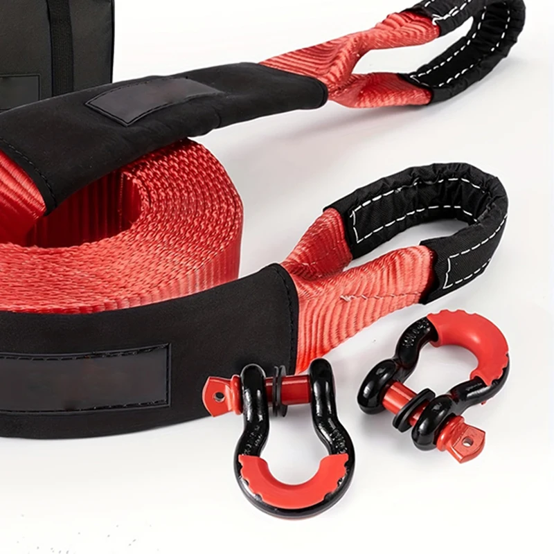 Heavy Duty Recovery Tow Strap 3'x30FT 30000 Lbs Recovery Strap With D-ring Shackles for sale