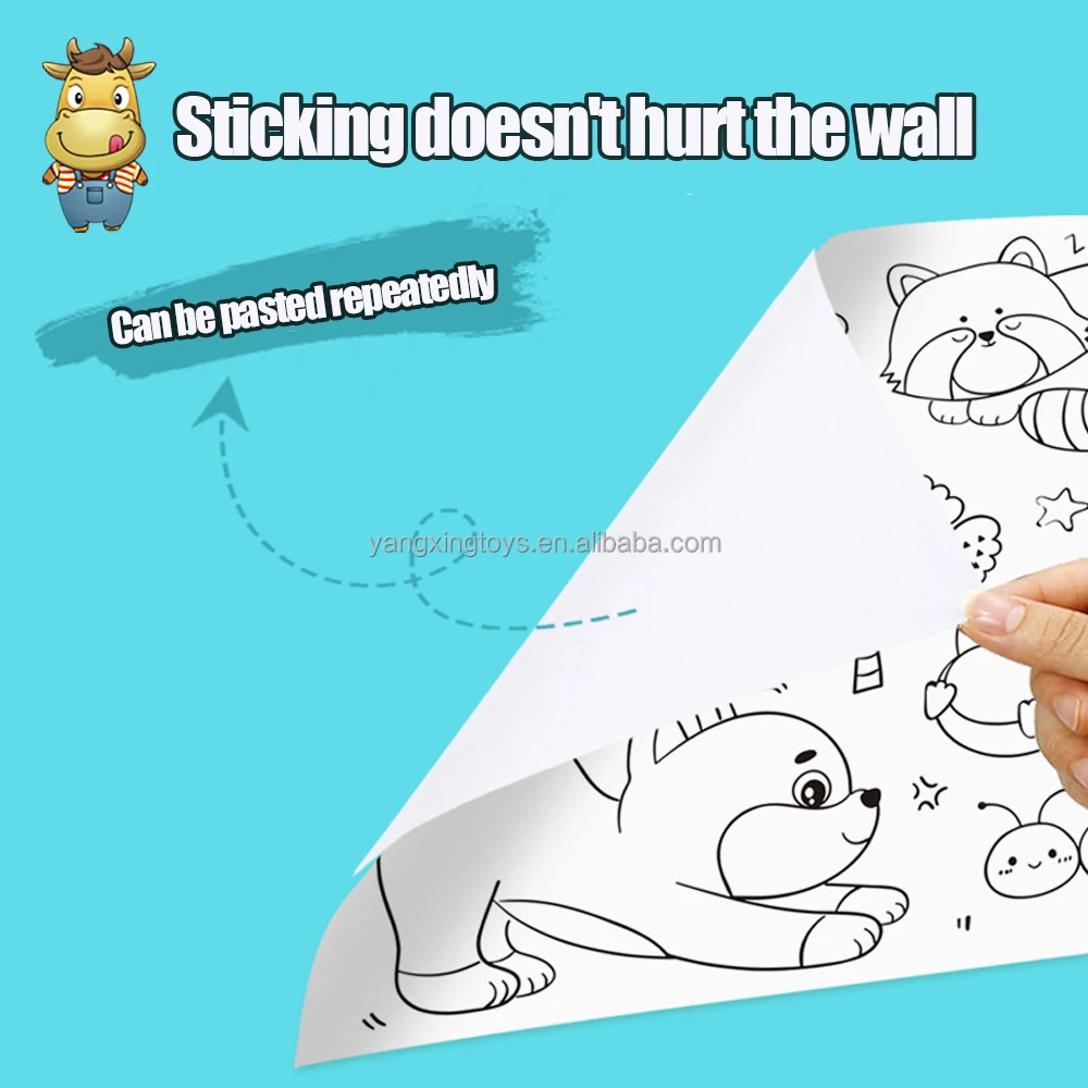 Ready to Ship New Trend Kids 300cm Drawing Roll Toy Painting Sticker Doodle Graffiti Paper Children Kindergarten Scroll DIY