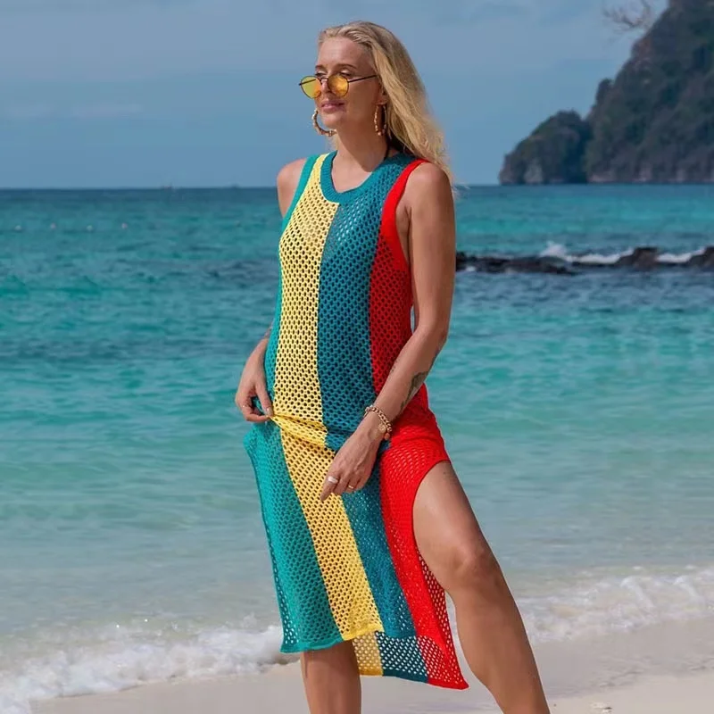 summer cover up new hawaiian sarongs beach pareo hollow out beach dress