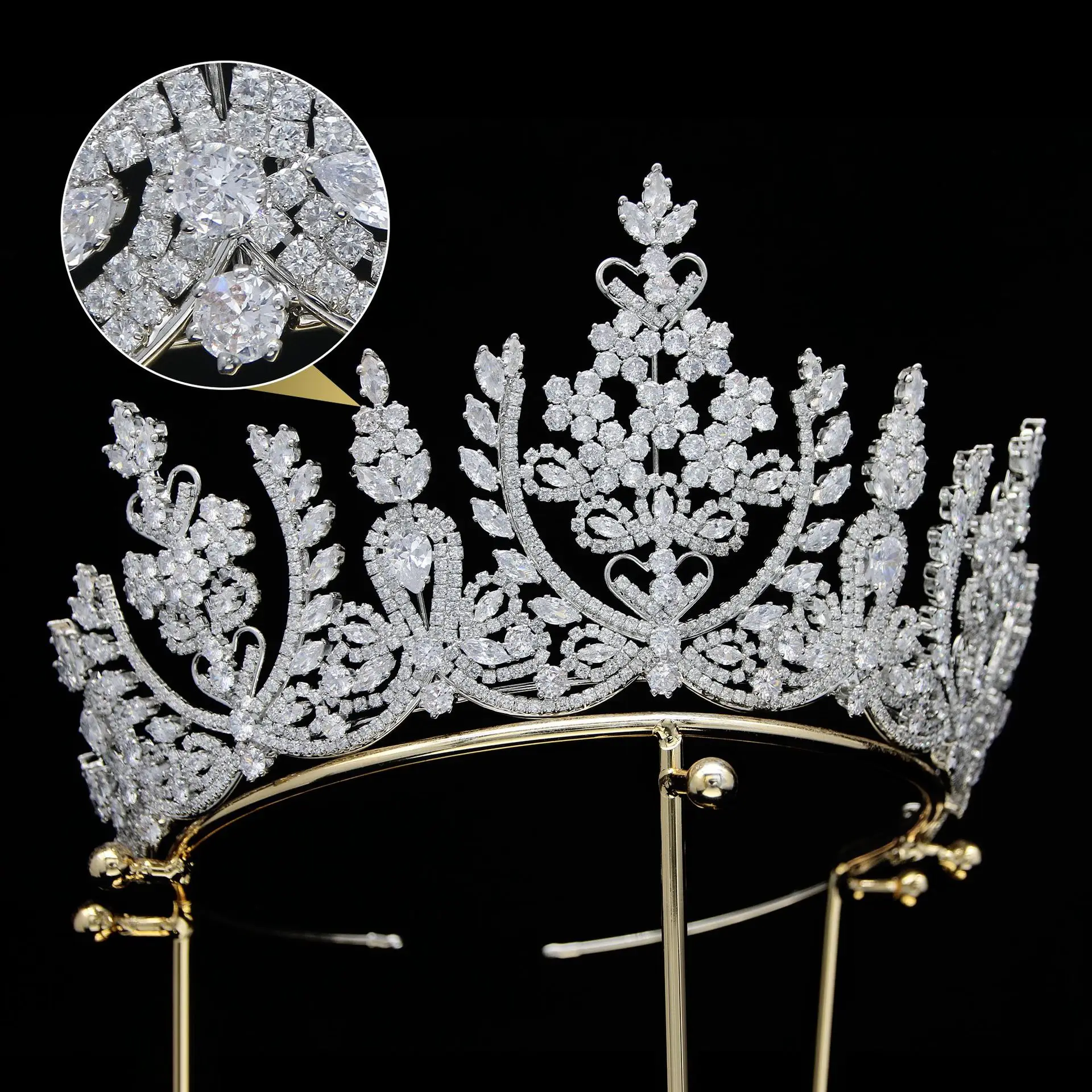Zircon Bridal Tiara Wedding Hair Accessories Luxury Rhinestone Crown