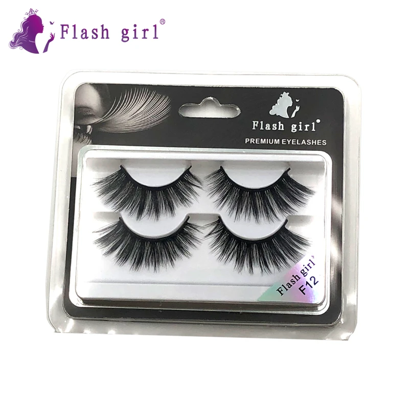 Free shipping Flash girl F series 20 models Faux Mink Eyelashes 2 pair natural  Full Strip Eye Lashes Thick false Eye