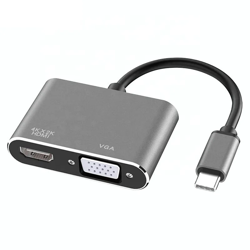 2 в 1 Тип c концентратор к hdmi vga конвертер формате 4k UHD многопортовый адаптер с разъемами типа 1080p +