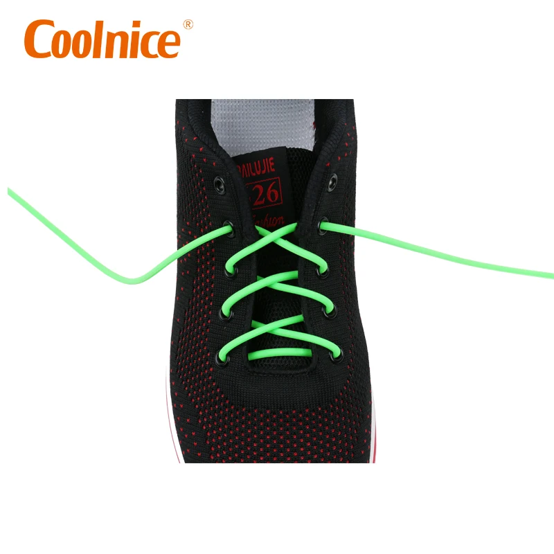 Update Easy Clean 120cm Green Silicone Brown Elastic Lazy Tieless lock Shoelace For Dance Shoes