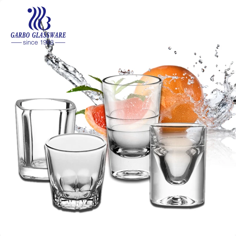 tequila shot glass 2-3oz custom printing thick bottom shot glass customized decal   60ml Square shot glass tumblers with thick