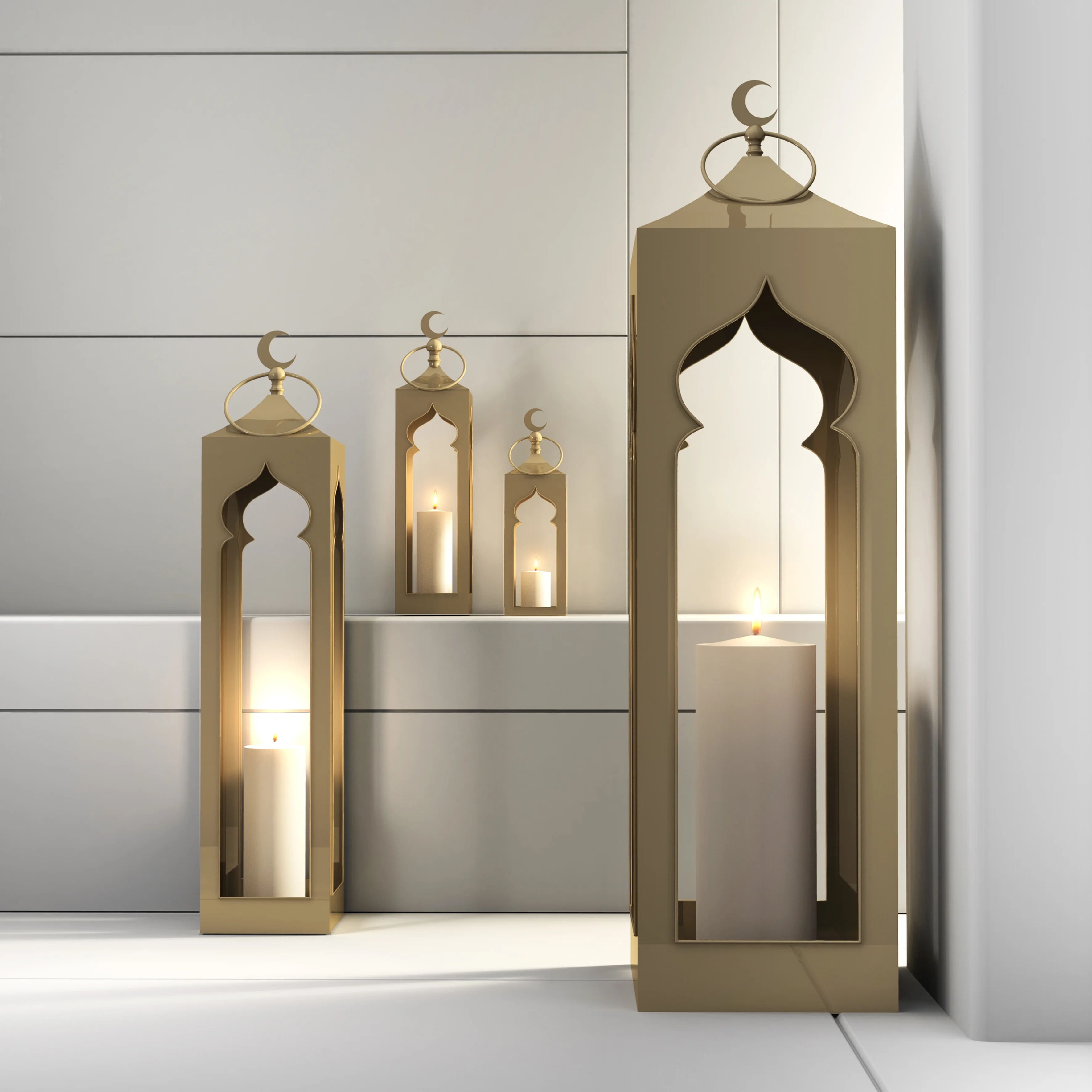 EID 2023 Customized Ramadan Metal Different Sizes Masjid Window Lantern for Ramadan Home Decoration