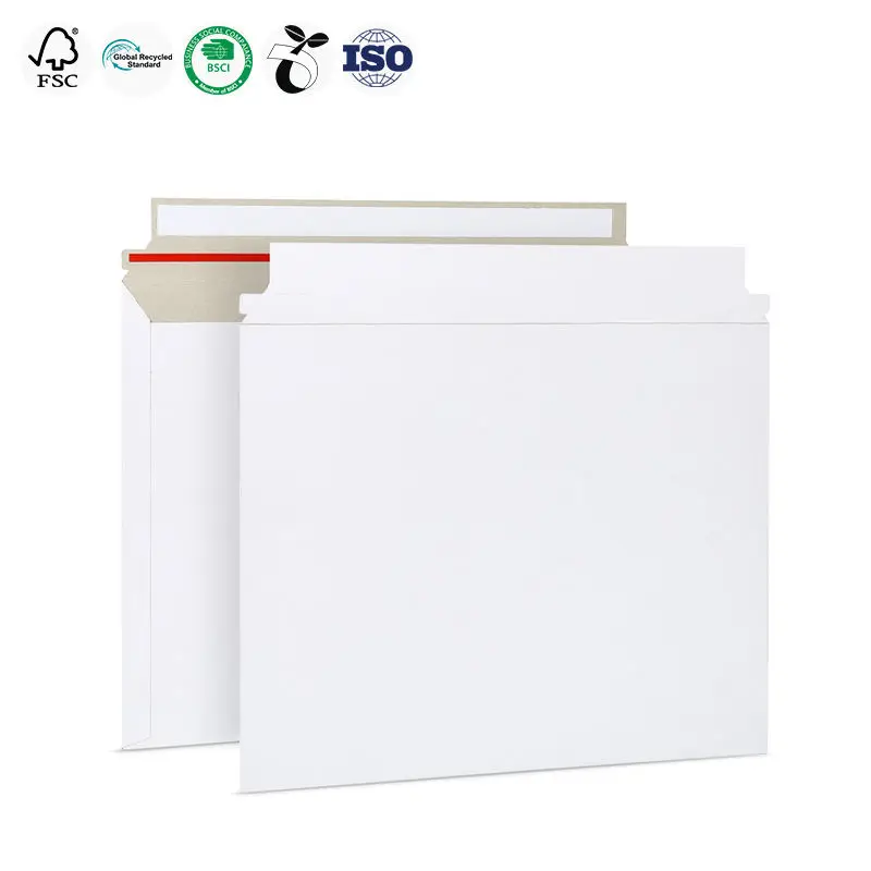 Custom A4/A5 Sturdy White Shipping Paper Envelopes Rigid Flat Mailers for Photos & Documents Customizable Mailing Bags