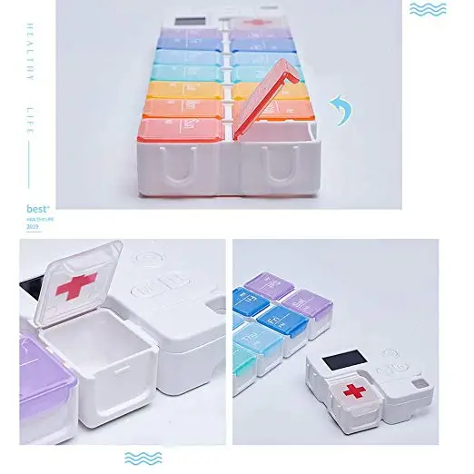 
Еженедельные медицинские органайзеры с таймером, органайзер для таблеток, 2 раза в день, съемная коробка для таблеток, 7 дней вечера, контейнер для таблеток 