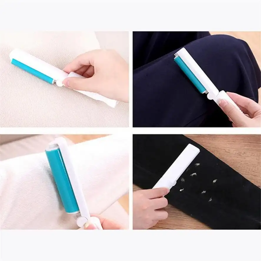 Sticky Portable Clothes Lint Roller with Cover Washable Dust Roller for Wool Sheets Clothes Fluff Pet Hair Cleaning Tools Home