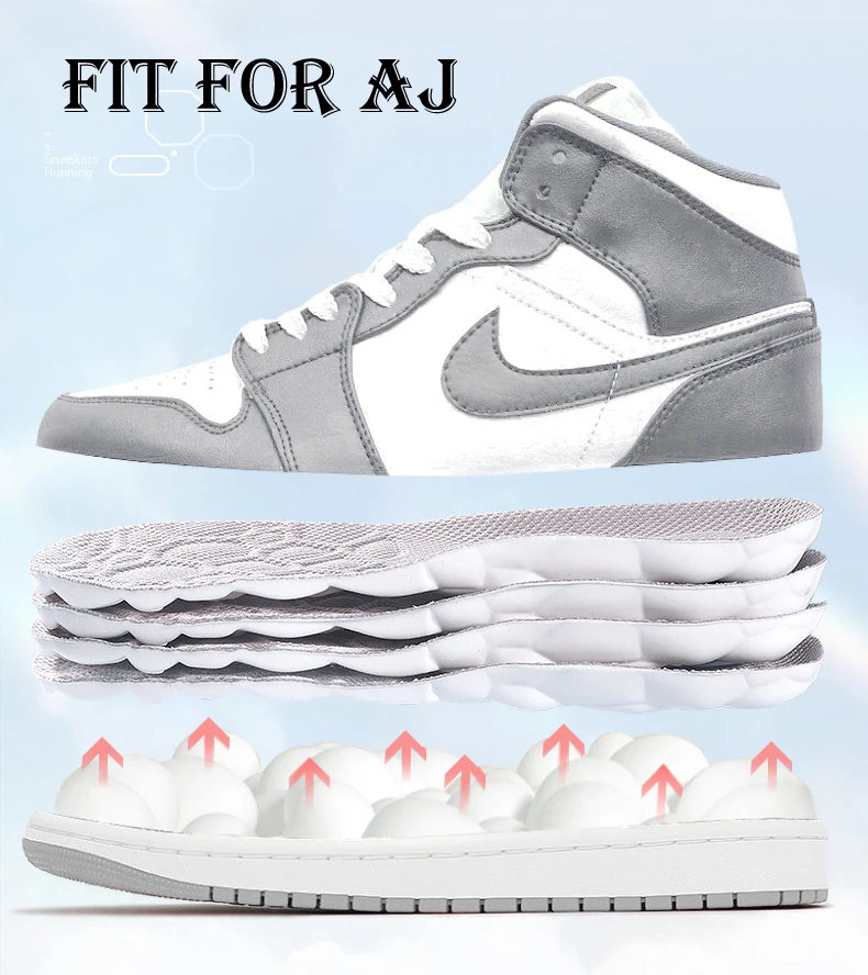 High elastic sweat shock absorbing insoles zoom air cushion breathable soft comfortable air vent anti slip anti sprain shoe pads