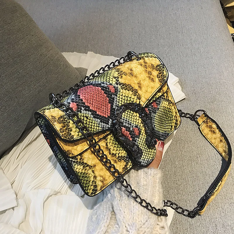 
Snake Pattern Bag Female New Fashion All-match Snake Head Shoulder Bag Atmospheric Diagonal Chain Bag 