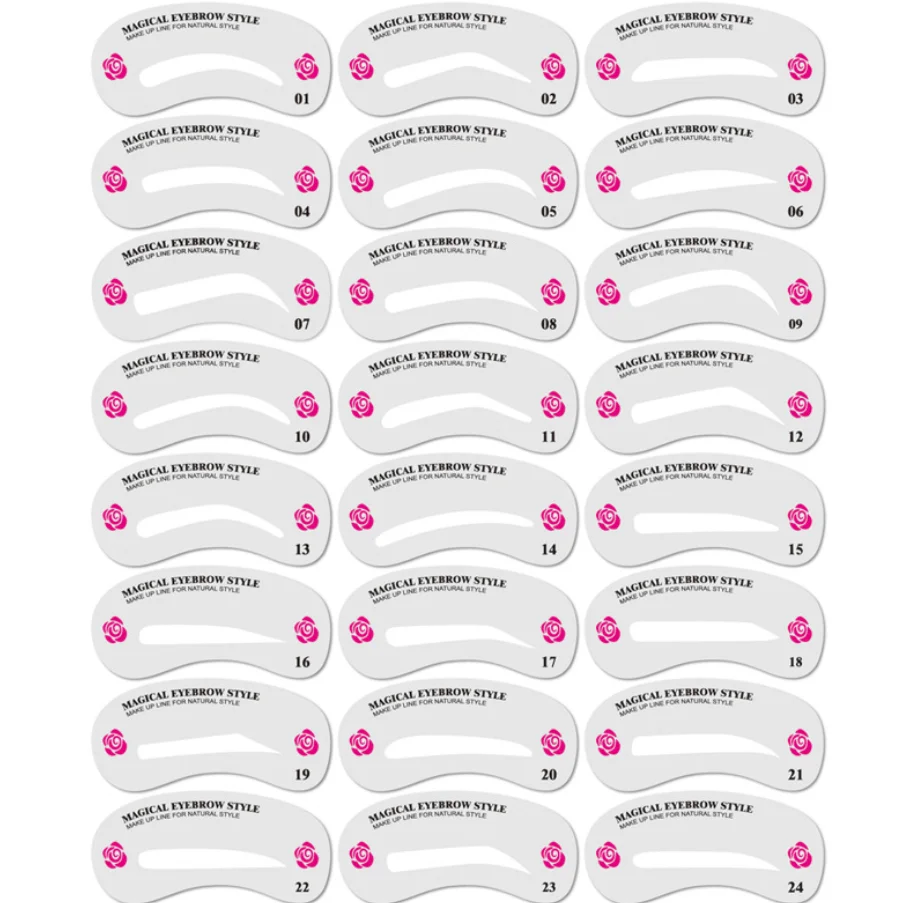 Novice Eyebrow Trimming Template Artifact 24 styles Eyebrow Stencil Shaping DIY Soft Brow Card Reusable Thrush aid Beauty Tools