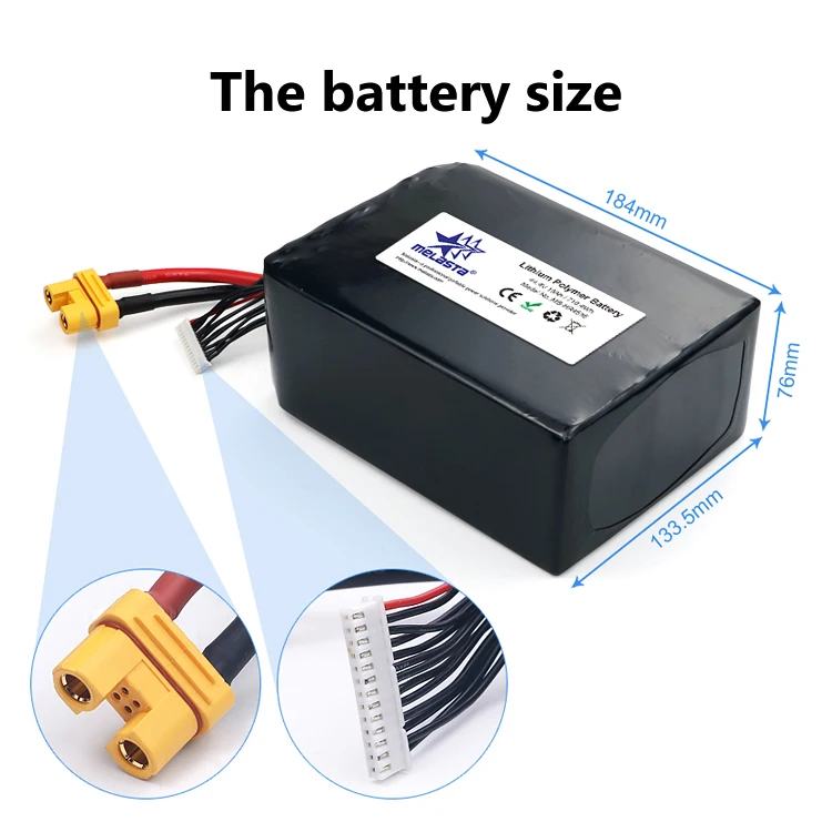 LiPo аккумулятор Melasta 44V 16000mAh предназначен для Дронов квадрокоптеров самолетов вертолетов автомобилей и грузовиков