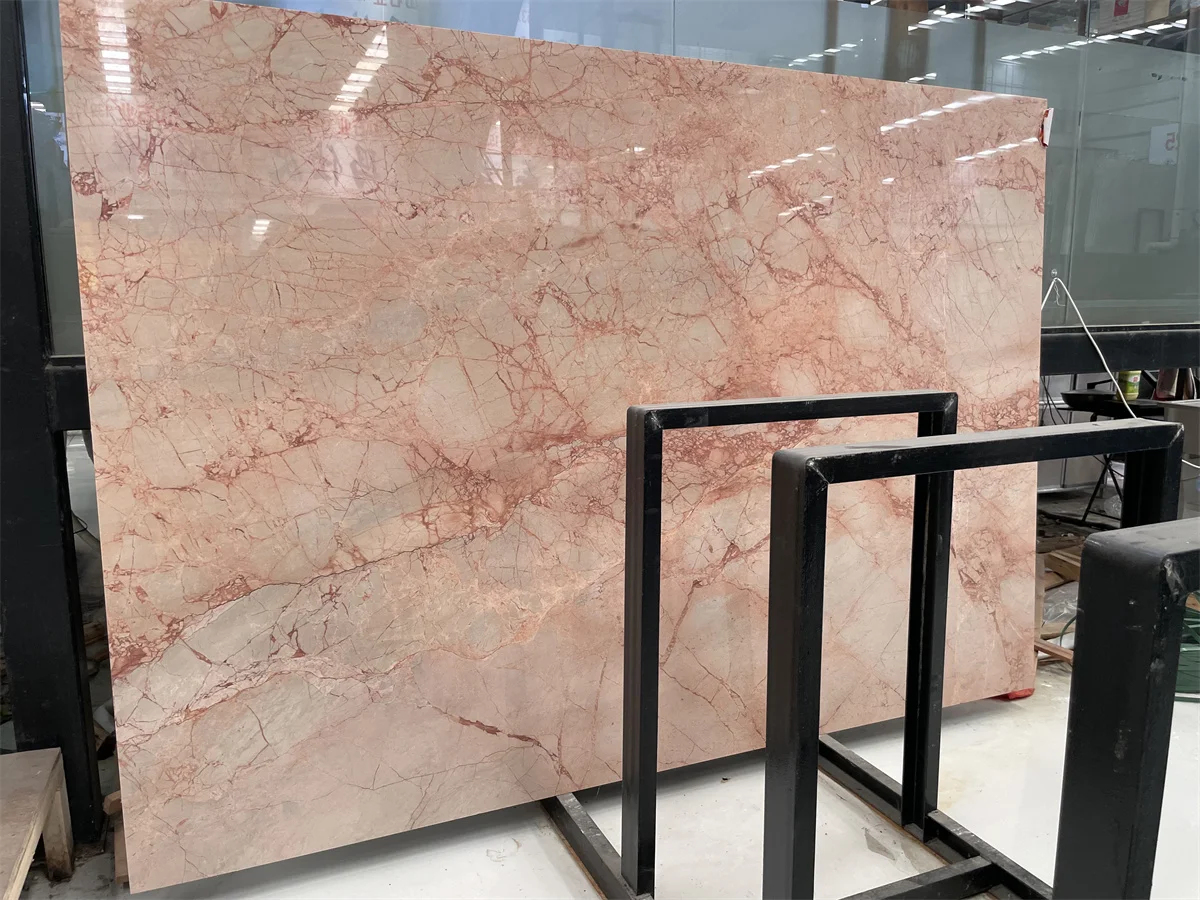 Bathroom/Home/Kitchen Cream Rose Pink Marble Slab Rose Veins for Elegant Interiors