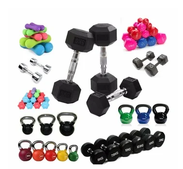 rubber hexagon dumbbell1-50 kg 5-100 lbs  bodybuilding weights gym equipiment fitness hex dumbbells set price