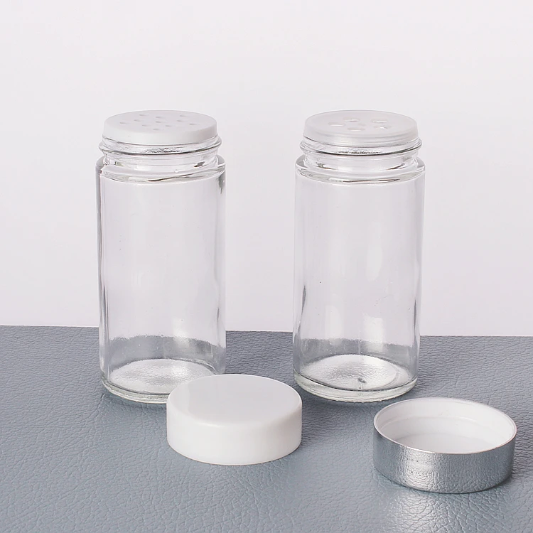Round glass spice bottle 80ml seasoning glass spice jar with plastic lid
