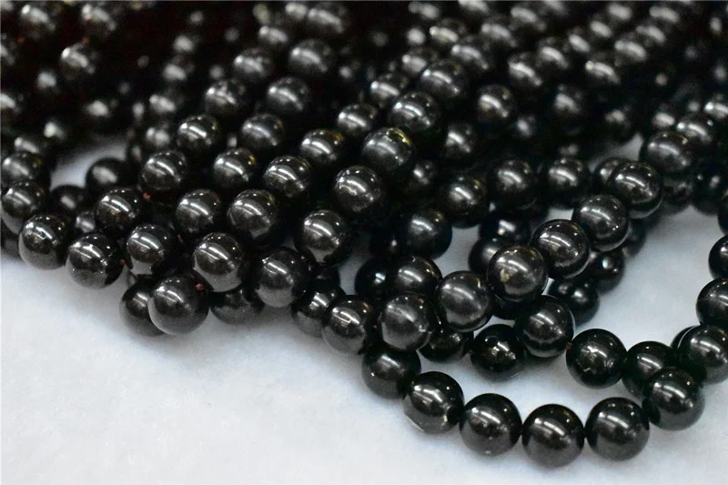 Wholesale A Grade Nature Smooth Gemstone  Russia Shungite Beads For Jewelry Making