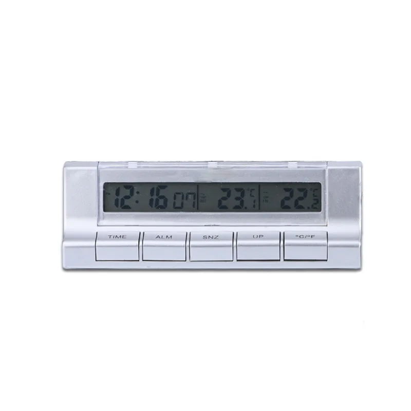 Mini 2 In 1 Lcd Digital Auto Car Truck Clock + Thermometer With Suction Cup Ag10 Button Cell Battery Operated 90 X 27 X 15mm