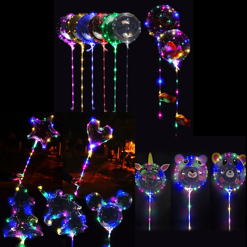 BLN 13/20 дюймовый светодиодный шар Bobo Light up 70 см ручной растягивающийся прозрачный пузырьковый с палочками Globo
