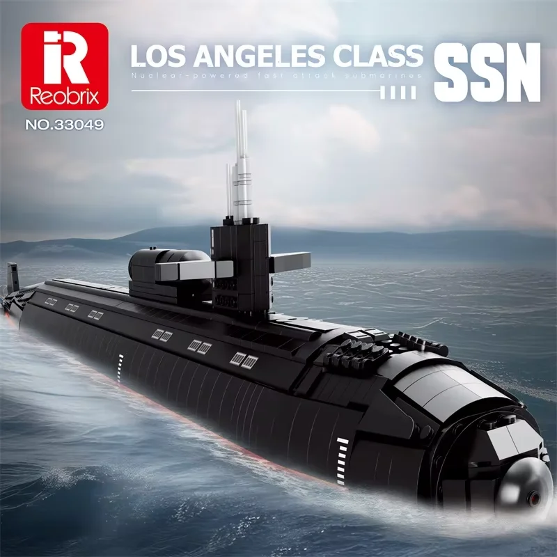 2024 educational toys MOC Military Equipment Series Los Angeles-class SSN 1:125 Battleship Nuclear Submarine Building Block set