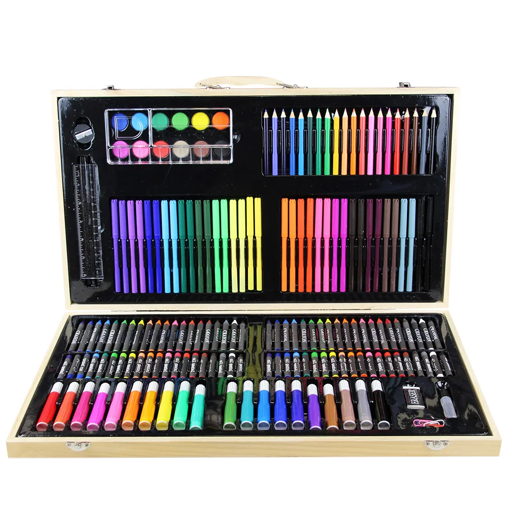 Art Supply 180Pcs Deluxe Wood Case Drawing Painting Sketching Set