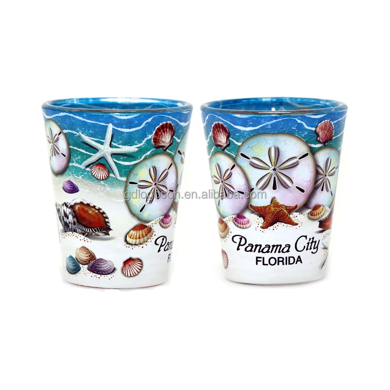 Supply Travel Gifts Beach Design Decorative Printed Shooter Glasses Unique Puerto Rico Souvenir Shot Glasses Custom Logo