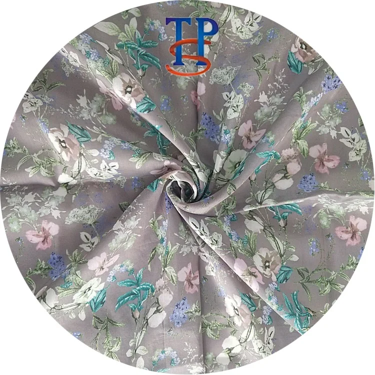 
Customizable broken flowers printed silk cotton fabric 