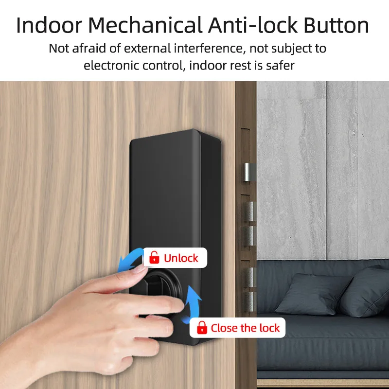 Key Tuya Glass Door Smart Fingerprint Digital Safe Wood Door Lock Ttlock Outdoor For Home Hotel Apartment