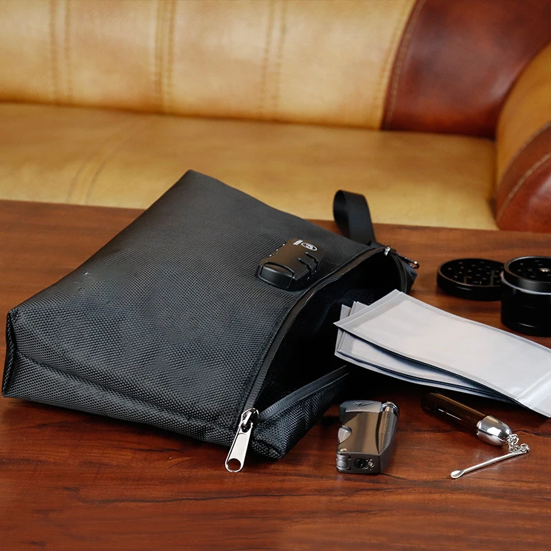 Money Safe Organizer Zipper Odor Proof Case Storage Carbon Lined Smellproof Bag With Lock