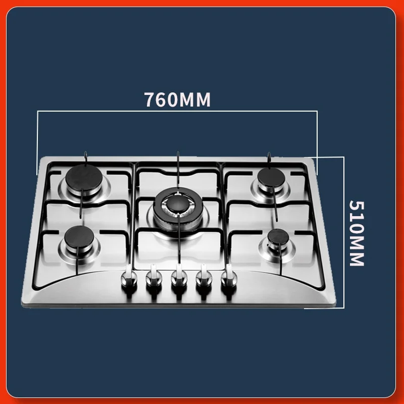 Low Price Gas Hob 5 Burners Turkey Gas Hob 76cm Enamel/Cast Iron Pan Support Good Quality Wholesale Cooker Gas Hob