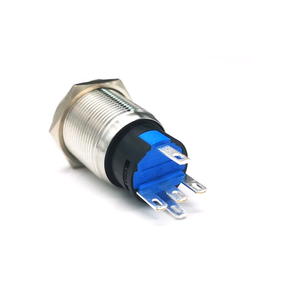 19mm 12V red Waring symbol metal illuminated push button switch