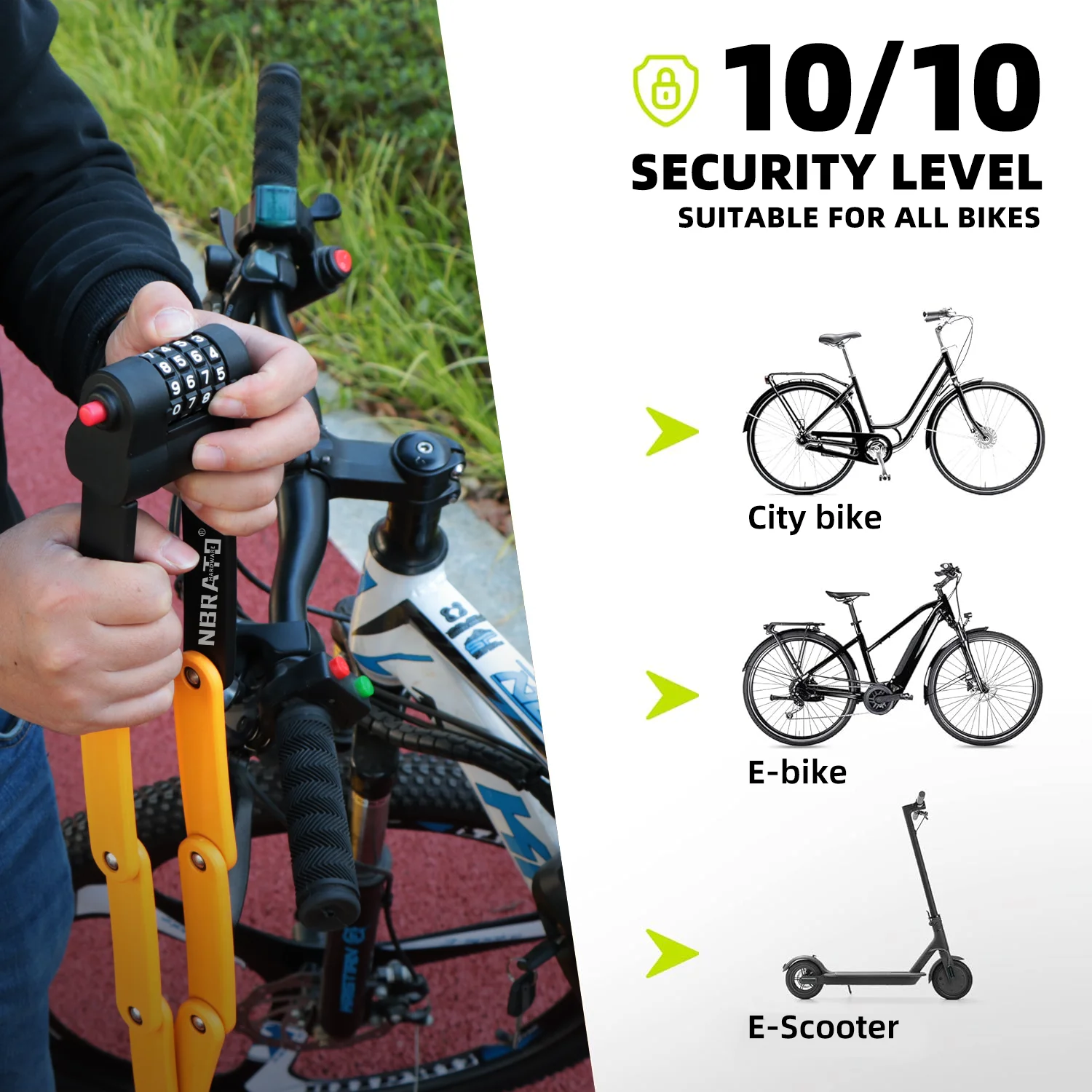 German Security Standard Motorcycle 85cm cycle Scooter Foldable Bicycle Lock with Mounting Bracket