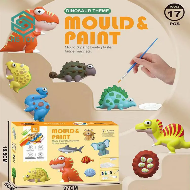 HS Mould Kit Arts And Crafts Sculpture Dinosaur Kid 3D Other Education Toys Gypsum Diy Painting Board Paint