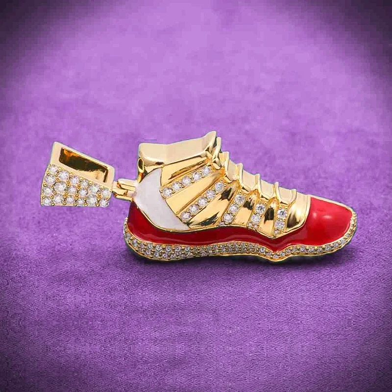 Hip Hop Iced Out Bling 925 Sterling Silver Pass Diamond Tester  VVS Moissanite Enamel Sneaker Pendant for Men