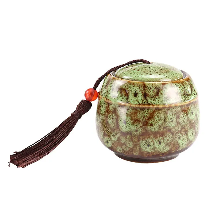 New designed handmade ceramic white dog urns custom shaped round pet ash urn