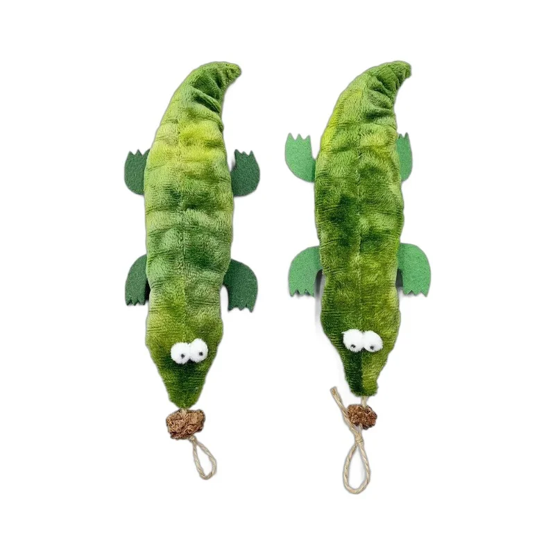 2024 New Interactive Cat Toy Plush Crocodile Soft Chew Toy with Catnip for Movement & Play