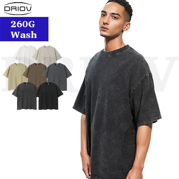 Fashion Vintage retro old style tshirt acid wash digital printing graphic sample cheap shirts wholesale custom acid wash t shirt