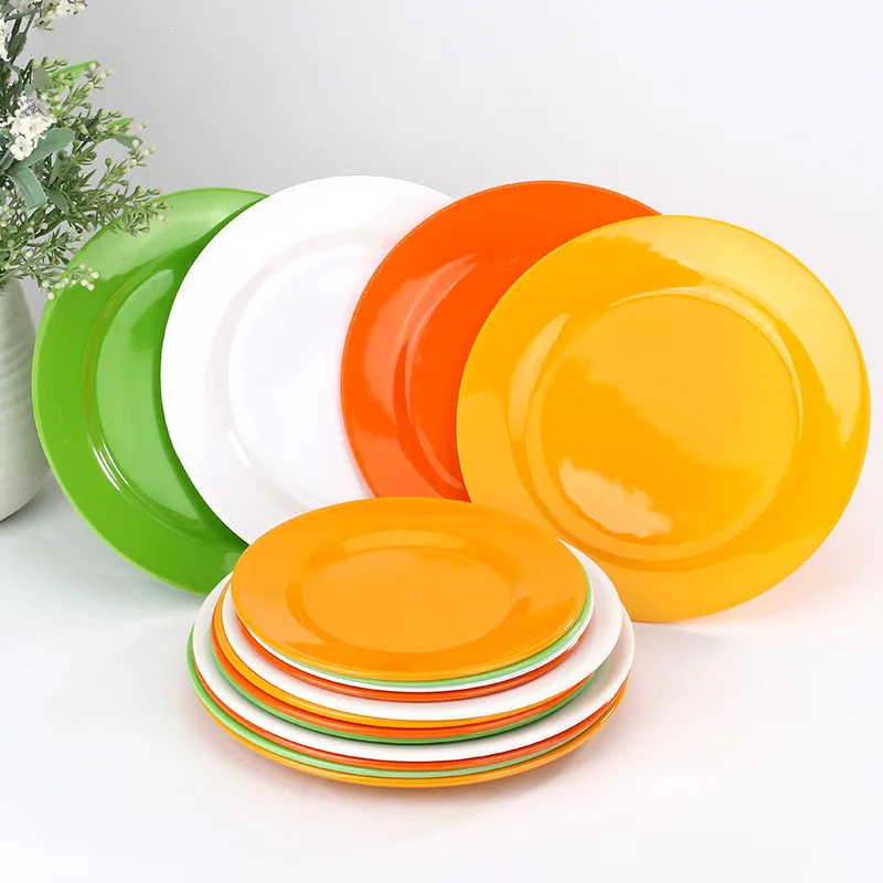 Plastic Round Plates Dishes Salad Snack Fruit Plate Picnic Dishes Unbreakable Kitchen Dinnerware