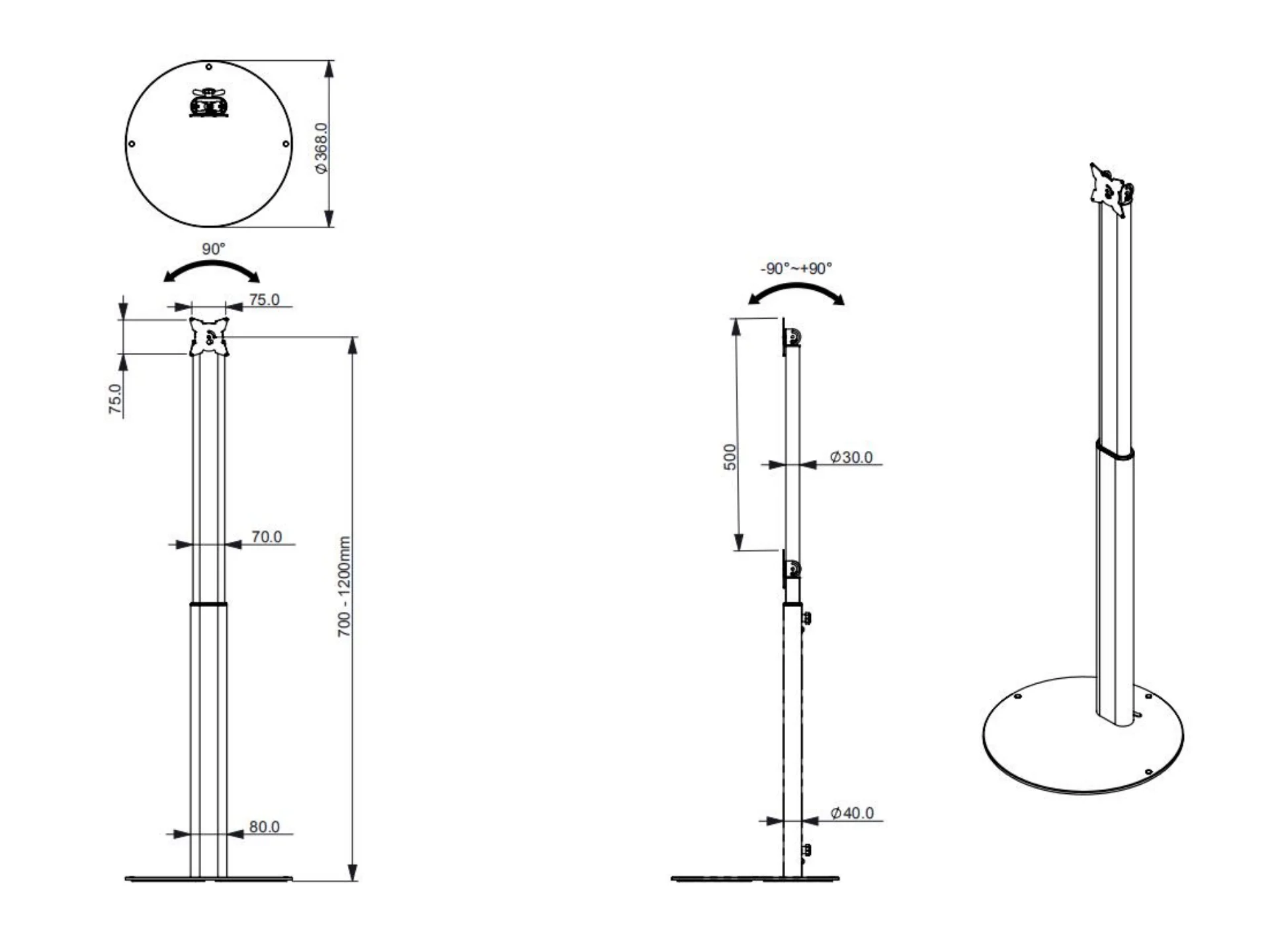 Height adnjustable floor stand kiosk for ipad photo booth stand kiosk
