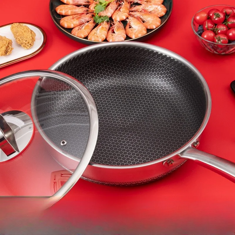 316 stainless steel flat bottomed non stick pan Electromagnetic stove gas stove universal