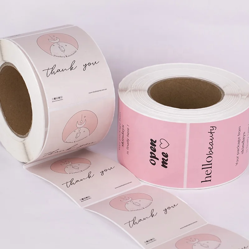 wholesale custom private logo self adhesive box seal labels waterproof synthetic paper printing labels