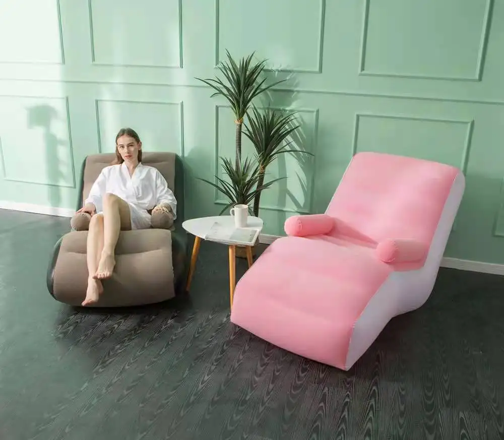 New Inflatable Lazy Sofa Outdoor Flocking Sofa Chair Portable Lunch Break Bed S-shaped Recliner Inflatable Sofa Furniture Couch