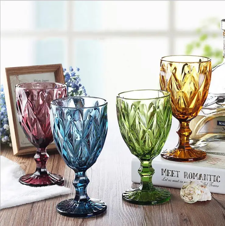 Wholesale Fancy Colored Red Wine Glass Goblet Toasting Stemware Glass Champagne Glassware